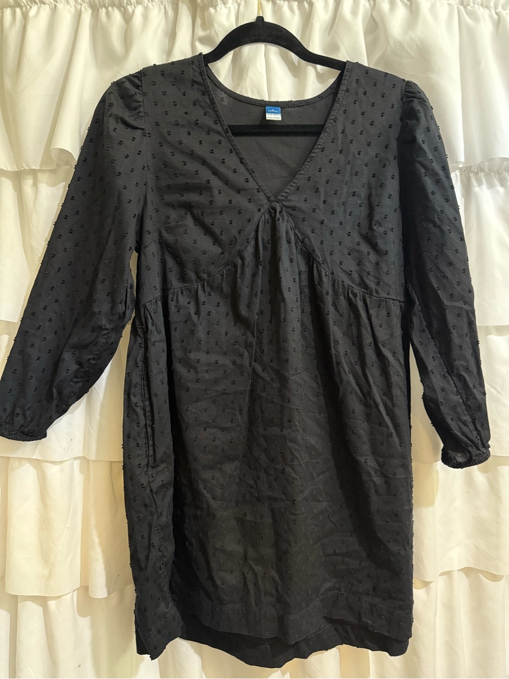 Old Navy Black Swiss Dot V-Neck mini dress